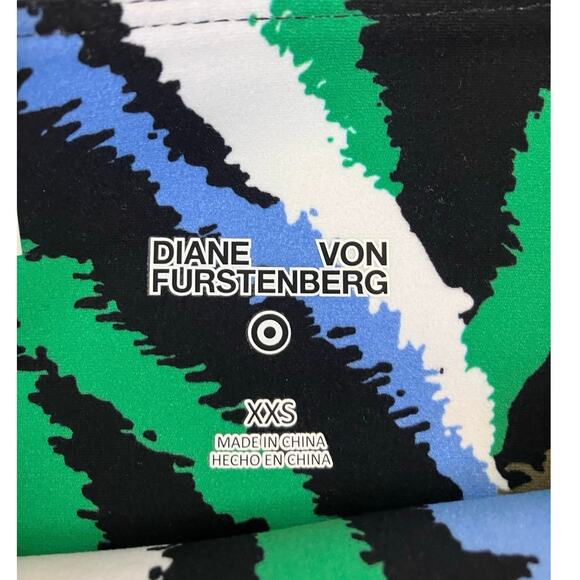 New Diane Von Furstenberg Black Blue Green Disco Zebra Bike Shorts XXS - Picture 2 of 6